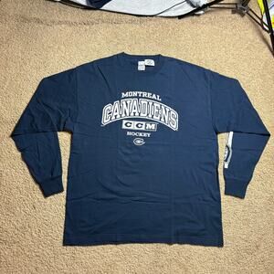 Vintage Y2K Montreal Canadiens Hockey CCM NHL long sleeve Blue men’s Sz 2XL